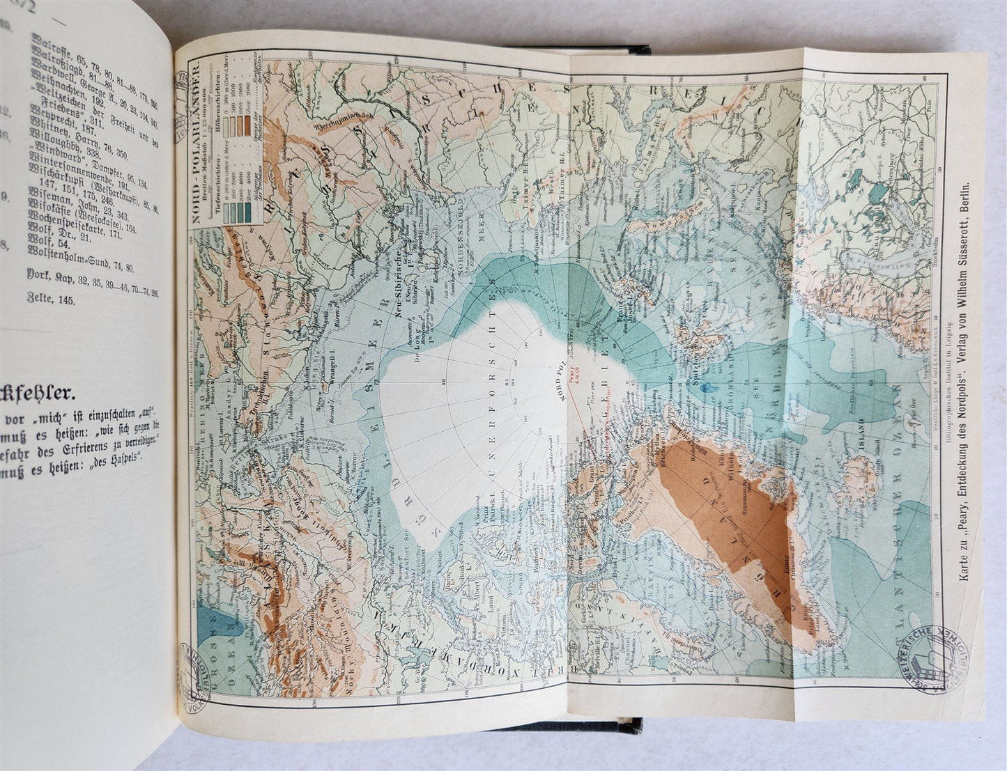 1910 DISCOVERY of NORTH POLE by ROBERT PEARY in GERMAN antique ILLUSTRATED