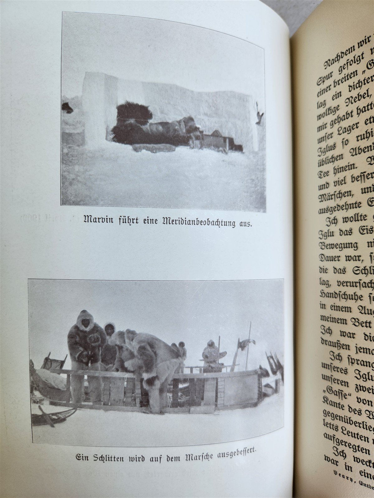 1910 DISCOVERY of NORTH POLE by ROBERT PEARY in GERMAN antique ILLUSTRATED