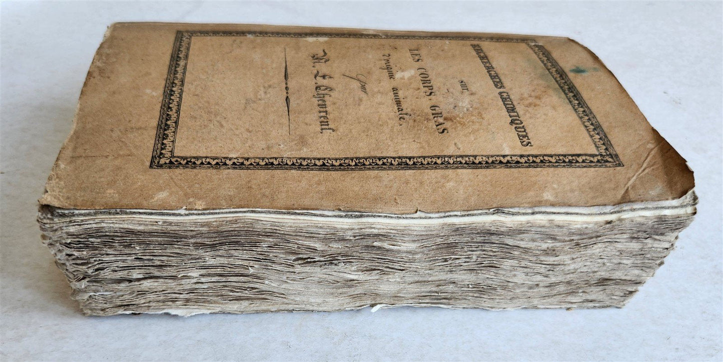 1823 CHEMISTRY Recherches chimiques sur les corps gras d'origine animale SIGNED!