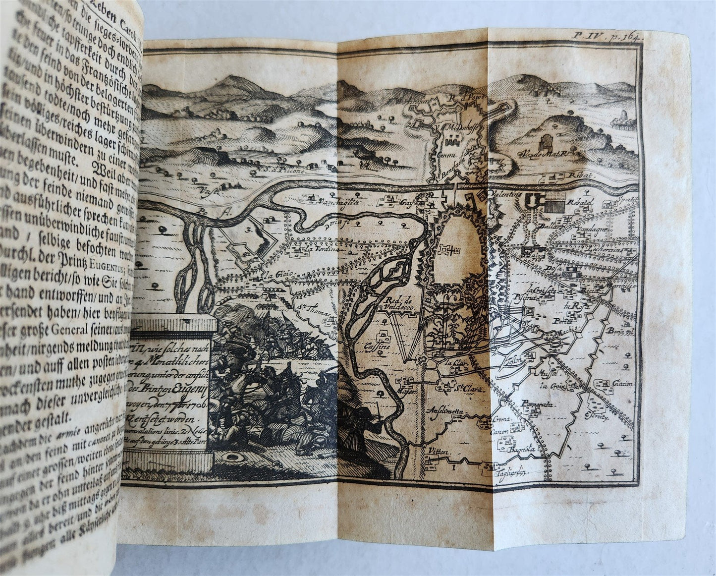 1709 LIFE of CAROLI KING of SPAIN & INDIES antique PIGSKIN BOUND ILLUSTRATED v.4