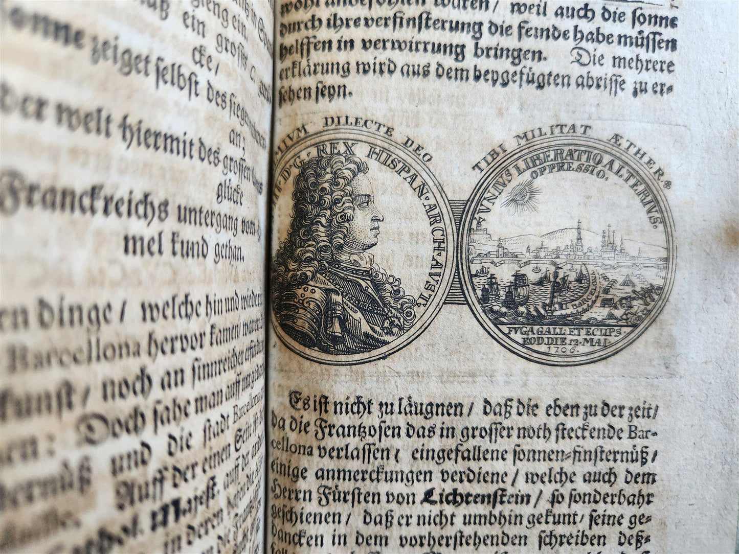 1709 LIFE of CAROLI KING of SPAIN & INDIES antique PIGSKIN BOUND ILLUSTRATED v.3