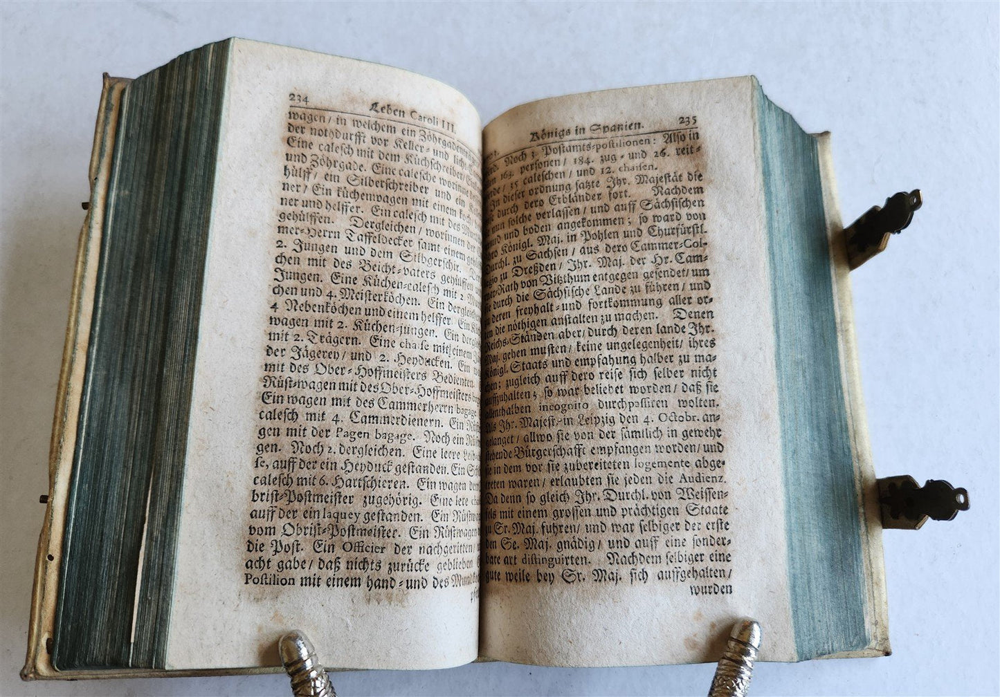 1708 LIFE of CAROLI KING of SPAIN & INDIES antique PIGSKIN BOUND ILLUSTRATED v.2