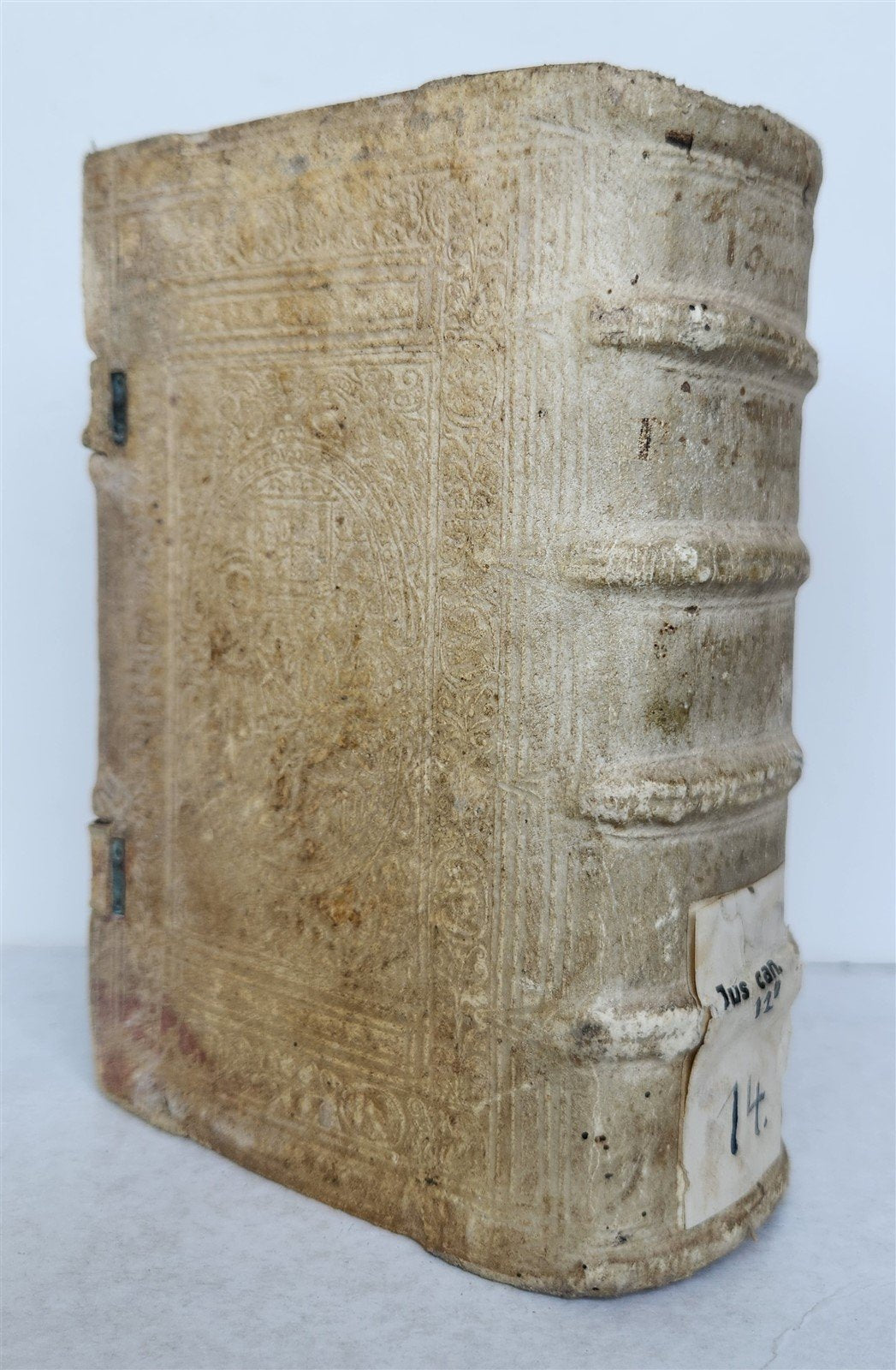1609-1622 CANON LAW BOOK antique PIGSKIN BINDING Singulares Iuris Canonici