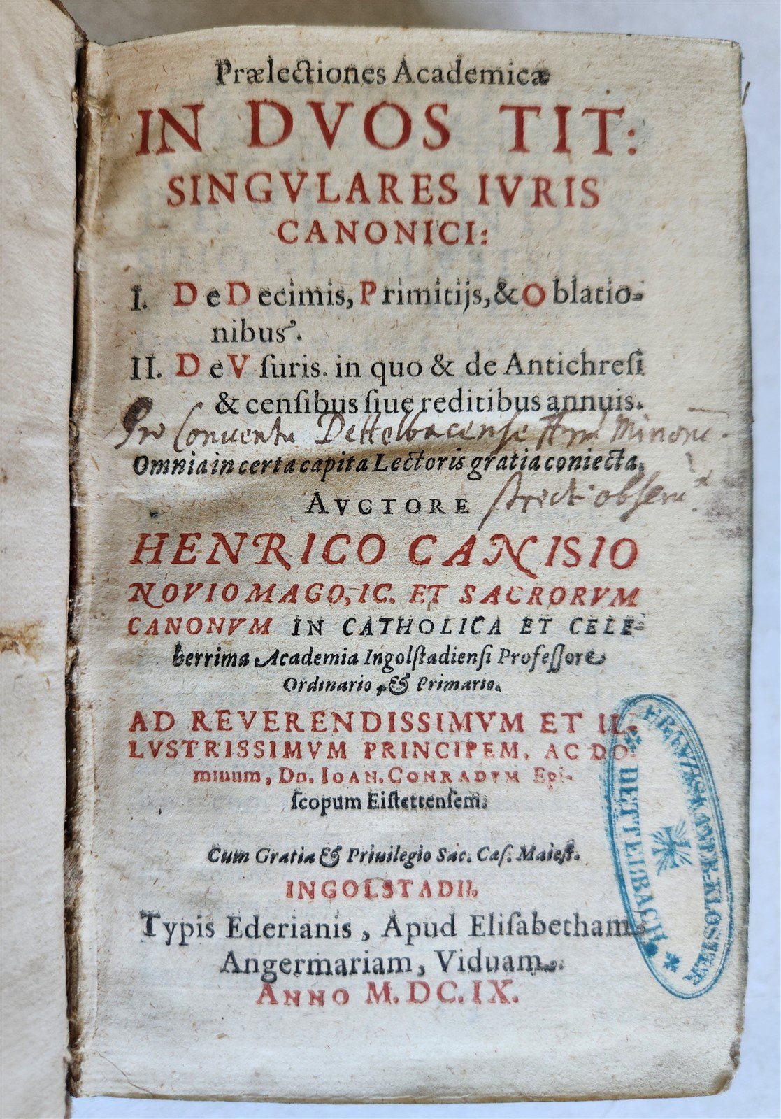1609-1622 CANON LAW BOOK antique PIGSKIN BINDING Singulares Iuris Canonici