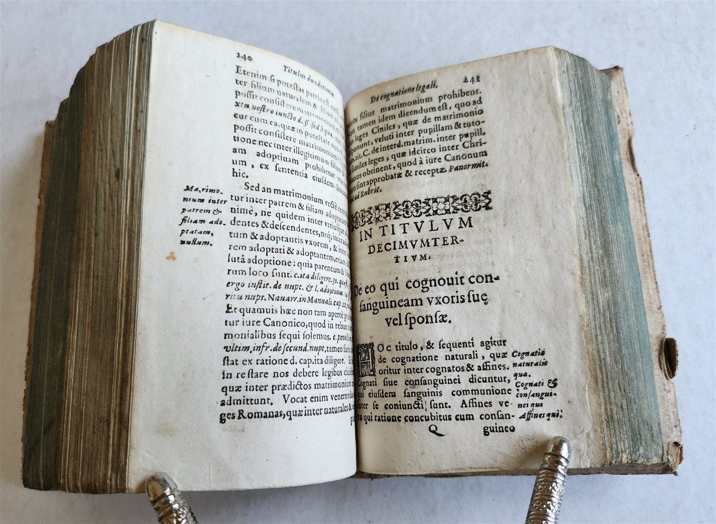 1609-1622 CANON LAW BOOK antique PIGSKIN BINDING Singulares Iuris Canonici
