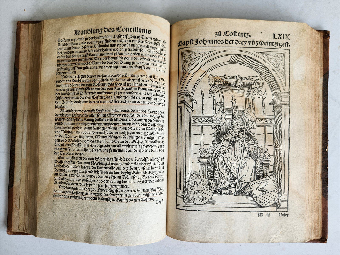 1536 COUNCIL OF CONSTANCE CHRONICLES Ulrich von Richenthal antique ILLUSTRATED