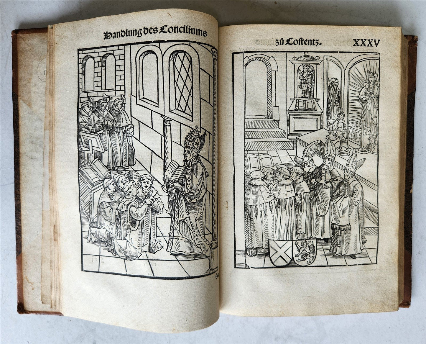 1536 COUNCIL OF CONSTANCE CHRONICLES Ulrich von Richenthal antique ILLUSTRATED