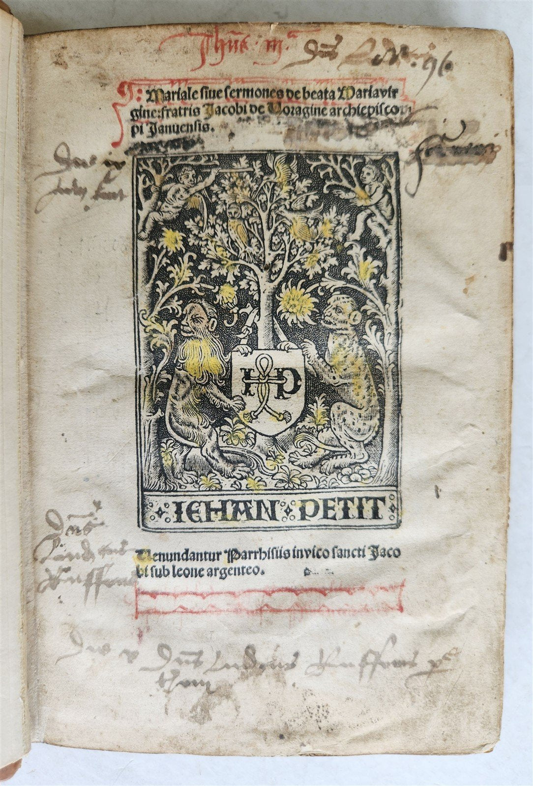 1503 POST-INCUNABULA Jacobus de Voragine MARIALE SERMONS antique Jehan Petit