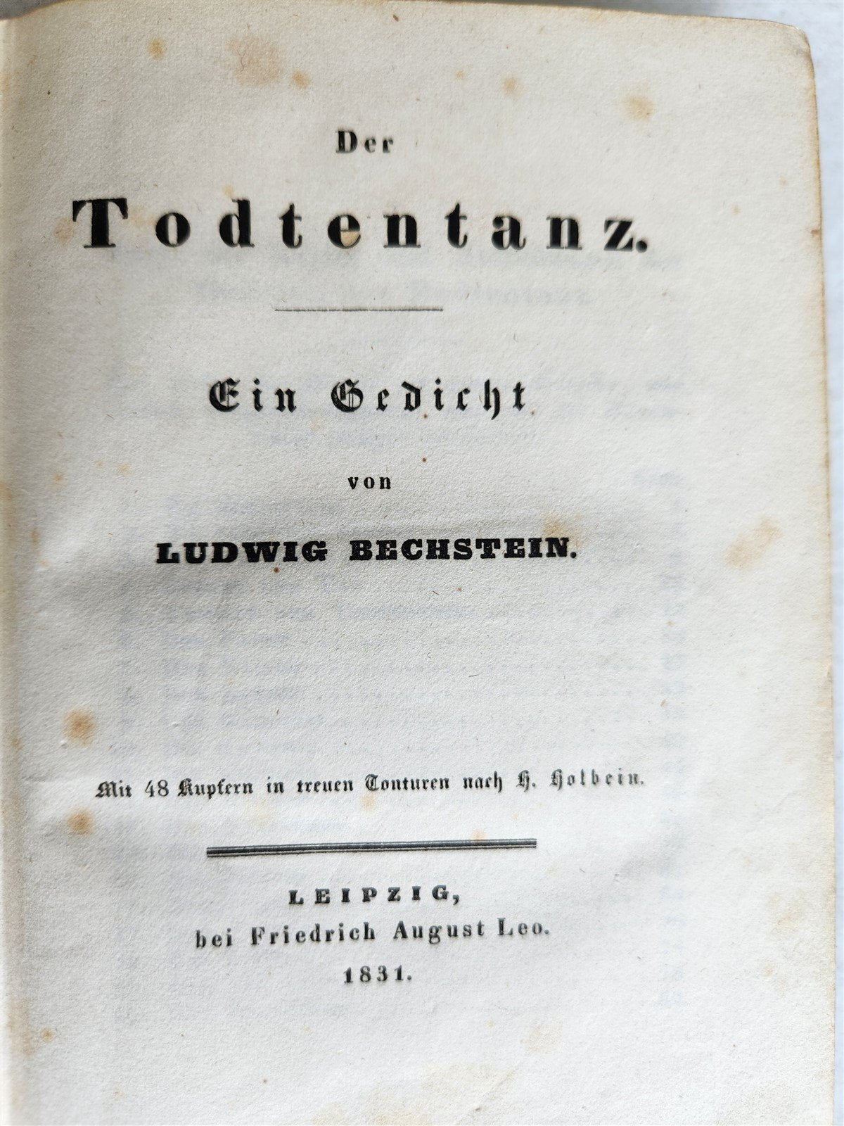 1831 DANCE of DEATH POEM 48 ETCHINGS by HOLBEIN antique Der Todtentanz Bechstein