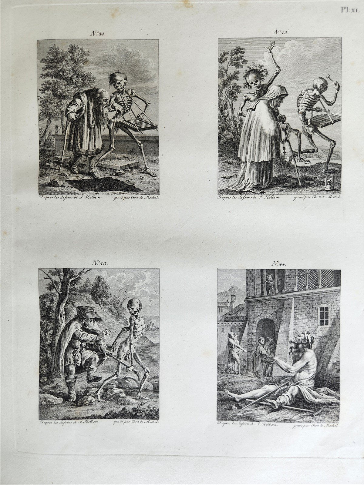 1780 The TRIUMPH of Death ENGRAVINGS by HOLBEIN antique Le triomphe de la mort