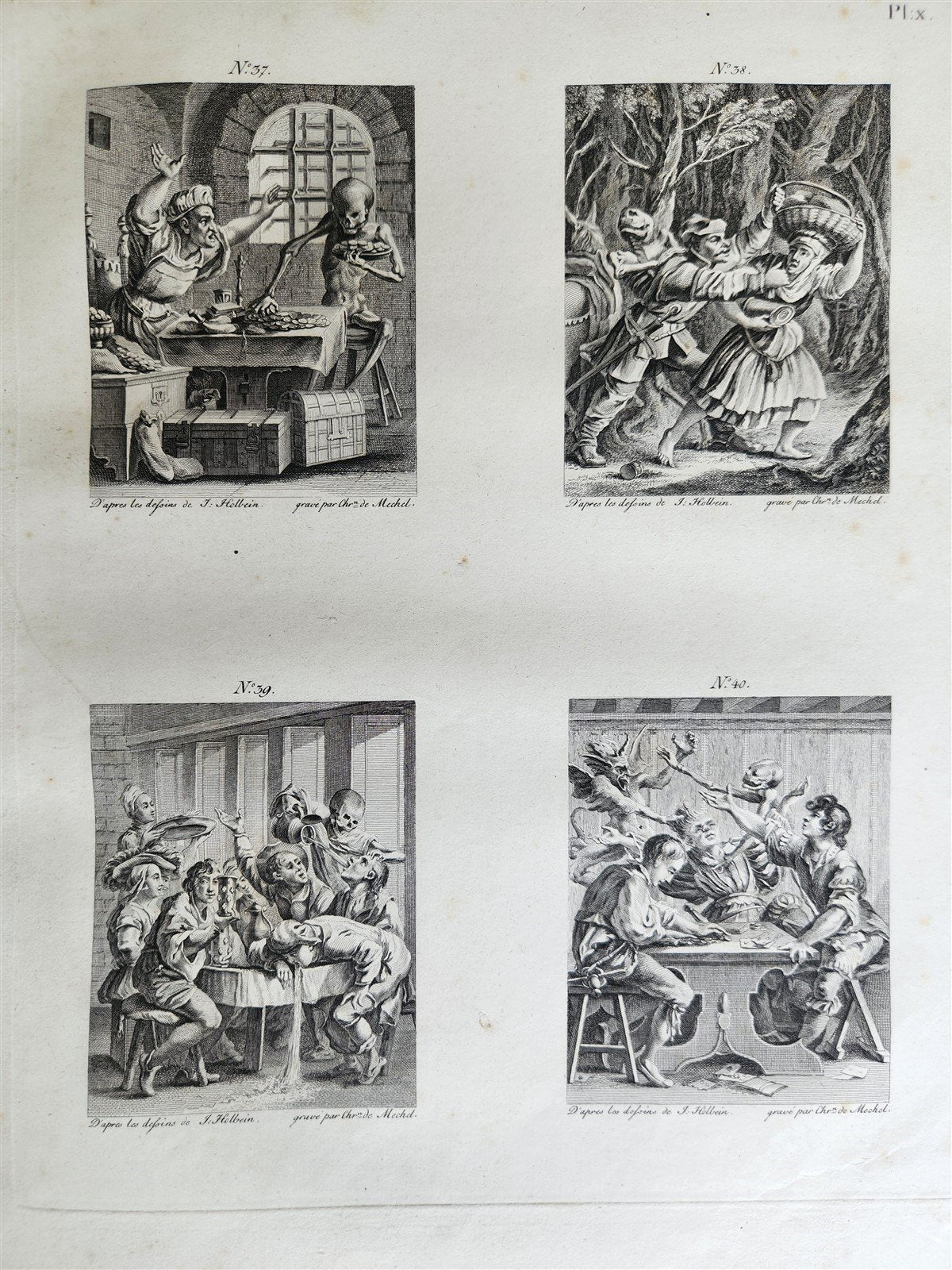 1780 The TRIUMPH of Death ENGRAVINGS by HOLBEIN antique Le triomphe de la mort