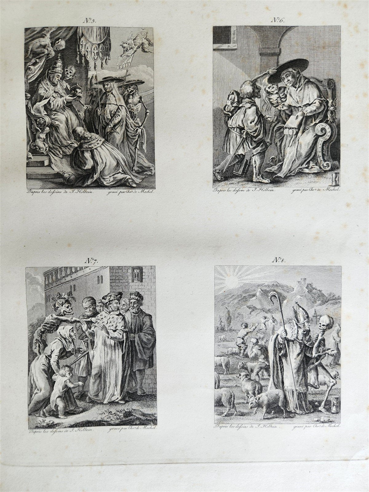 1780 The TRIUMPH of Death ENGRAVINGS by HOLBEIN antique Le triomphe de la mort