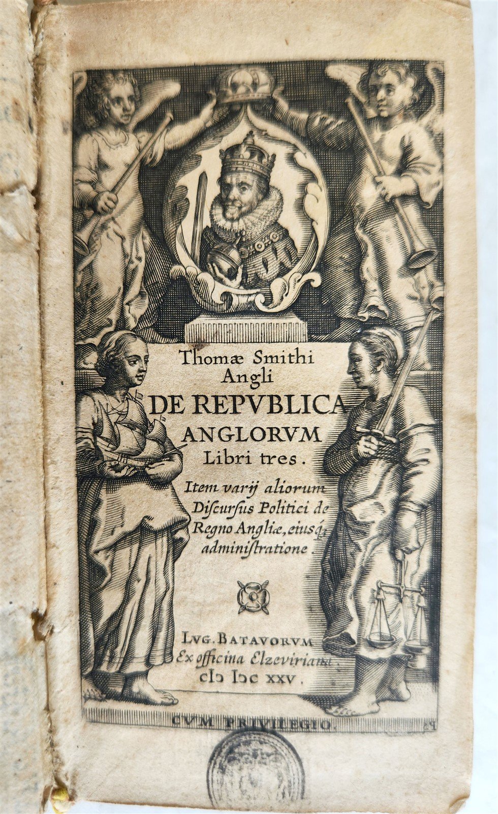 1625 DE REPUBLICA ANGLORUM antique ENGLAND GOVERNMENT & CONSTITUTION Elzevier