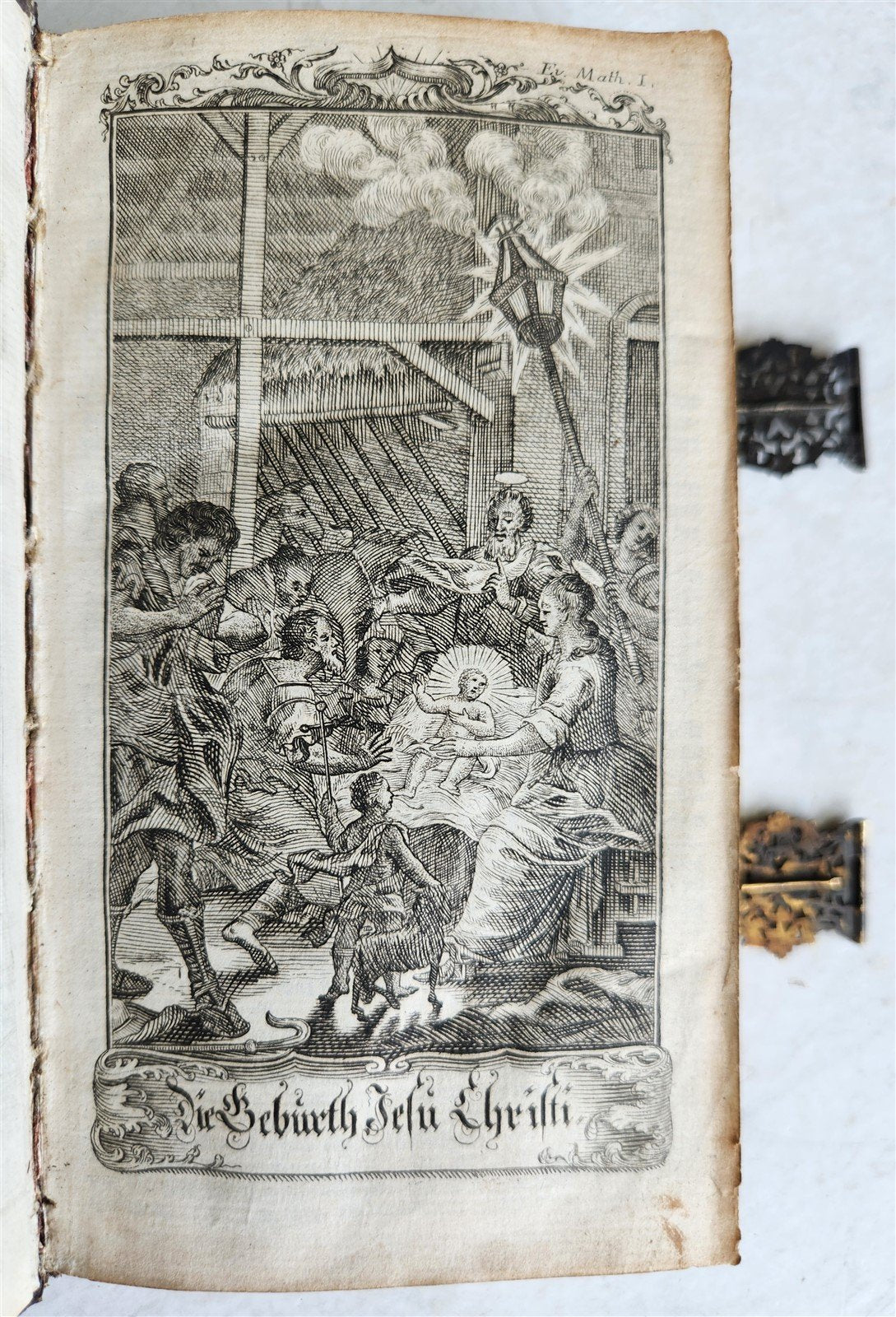 1771 BIBLE in GERMAN STINGRAY BINDING w/SILVER CLASPS antique ILLUSTRATED ZURICH