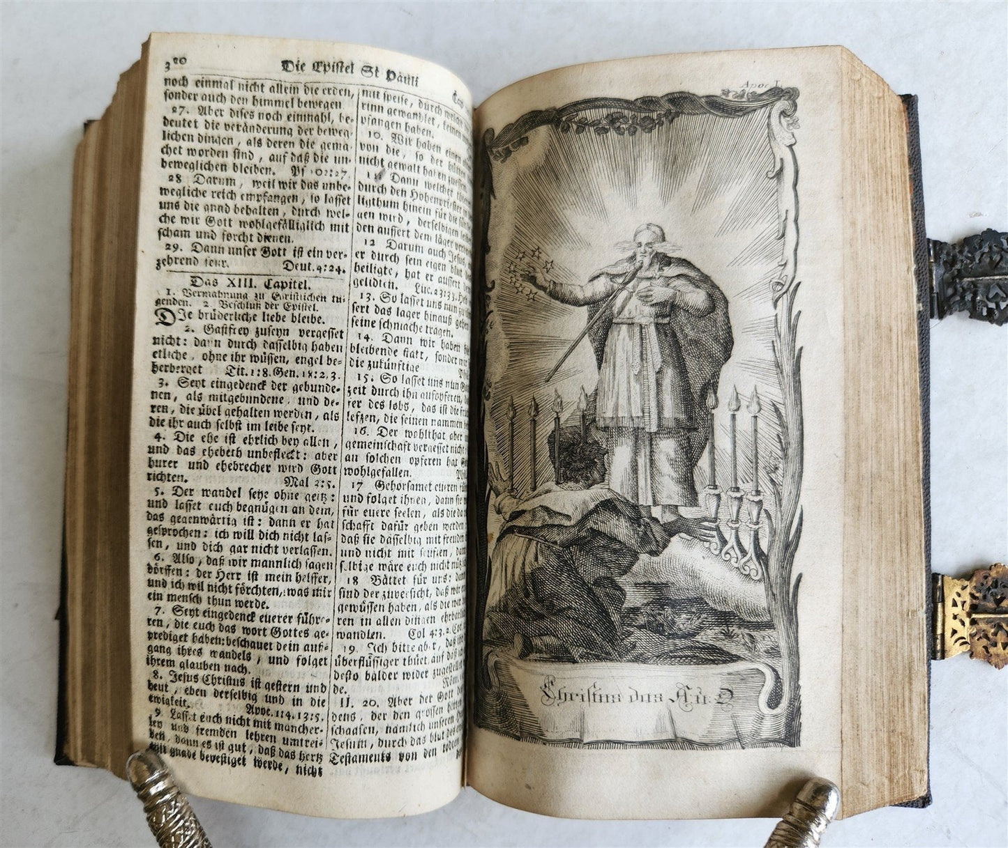 1771 BIBLE in GERMAN STINGRAY BINDING w/SILVER CLASPS antique ILLUSTRATED ZURICH