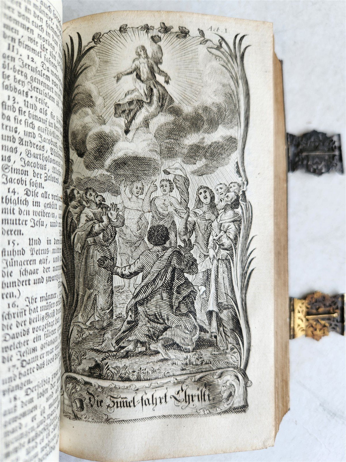 1771 BIBLE in GERMAN STINGRAY BINDING w/SILVER CLASPS antique ILLUSTRATED ZURICH