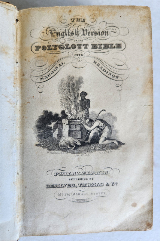 1835 BIBLE in ENGLISH antique POLYGLOTT Philadelphia