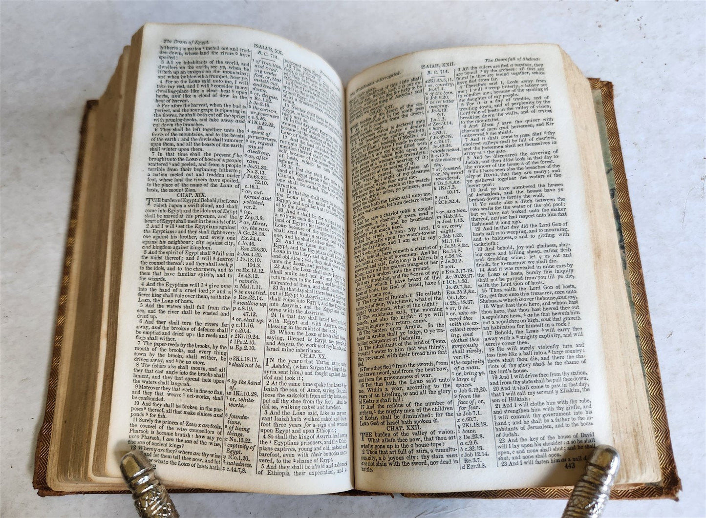 1835 BIBLE in ENGLISH antique POLYGLOTT Philadelphia