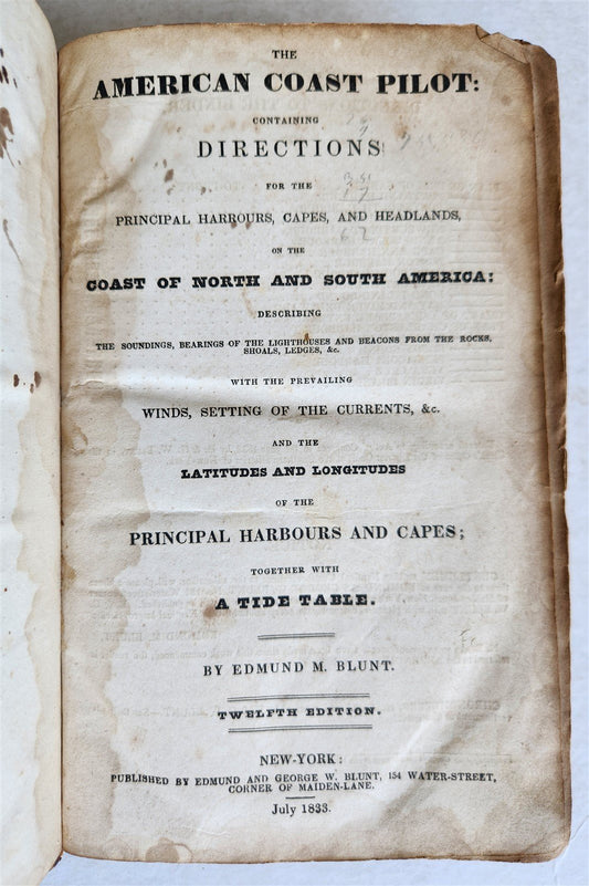 1833 AMERICAN COAST PILOT antique NORTH & SOUTH AMERICA