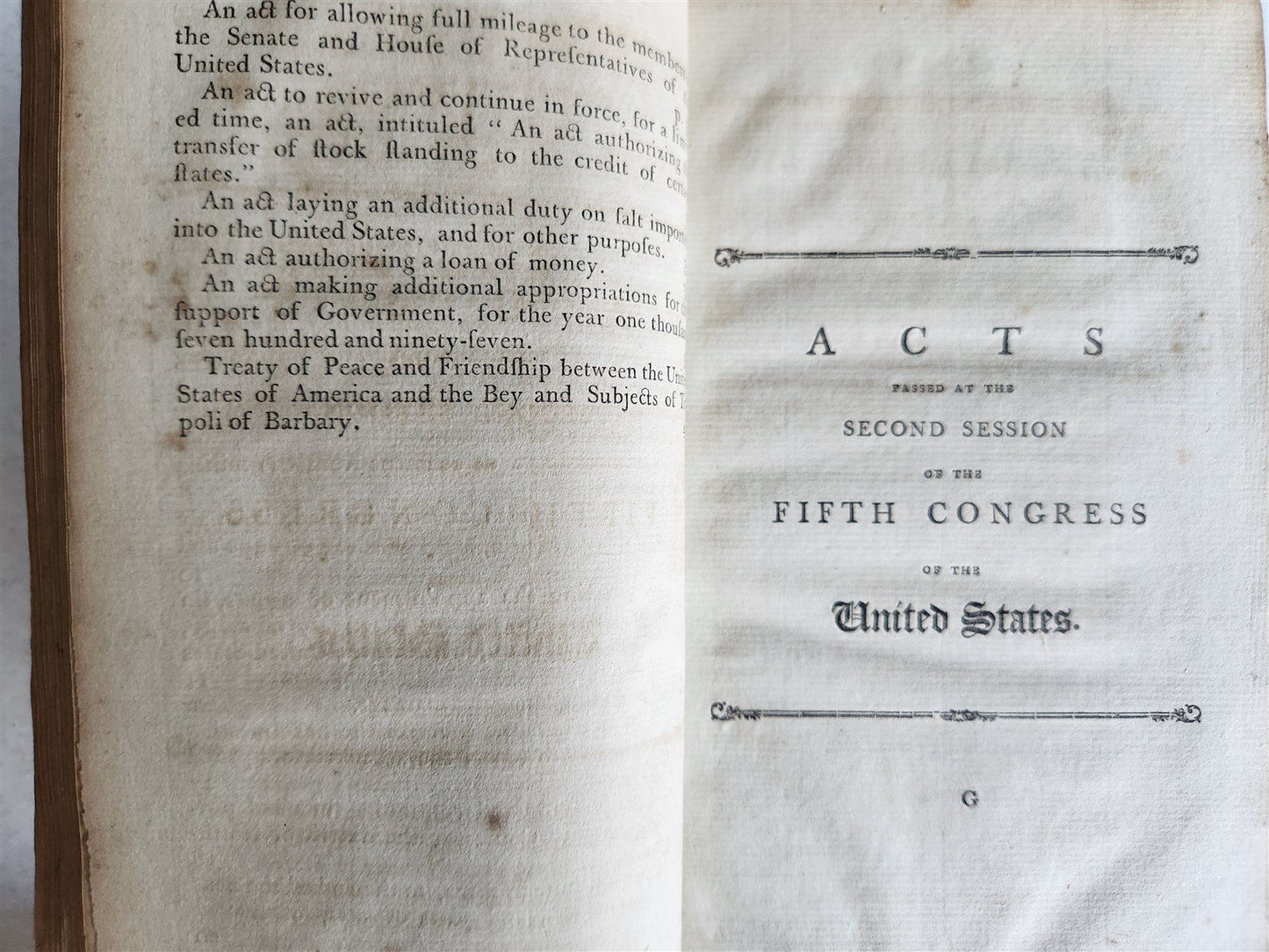 1797 ACTS of FIFTH CONGRESS of UNITED STATES of AMERICA in PHILADELPHIA antique