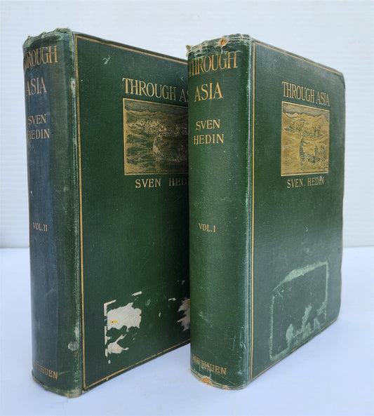 1898 THROUGH ASIA by SVEN HEDIN antique ILLUSTRATED w/ 300 PICTURES 2 volumes