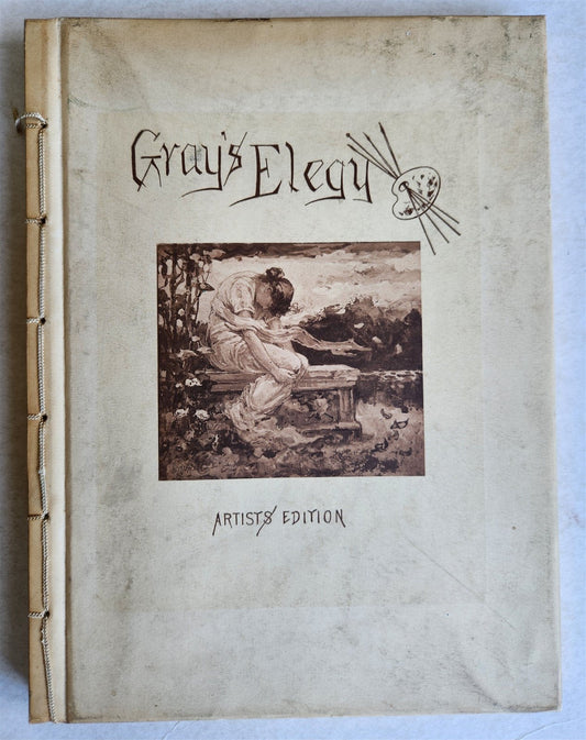 1885 GRAVEYARD POETRY antique GRAY'S ELEGY ILLUSTRATED artist's edition VELLUM