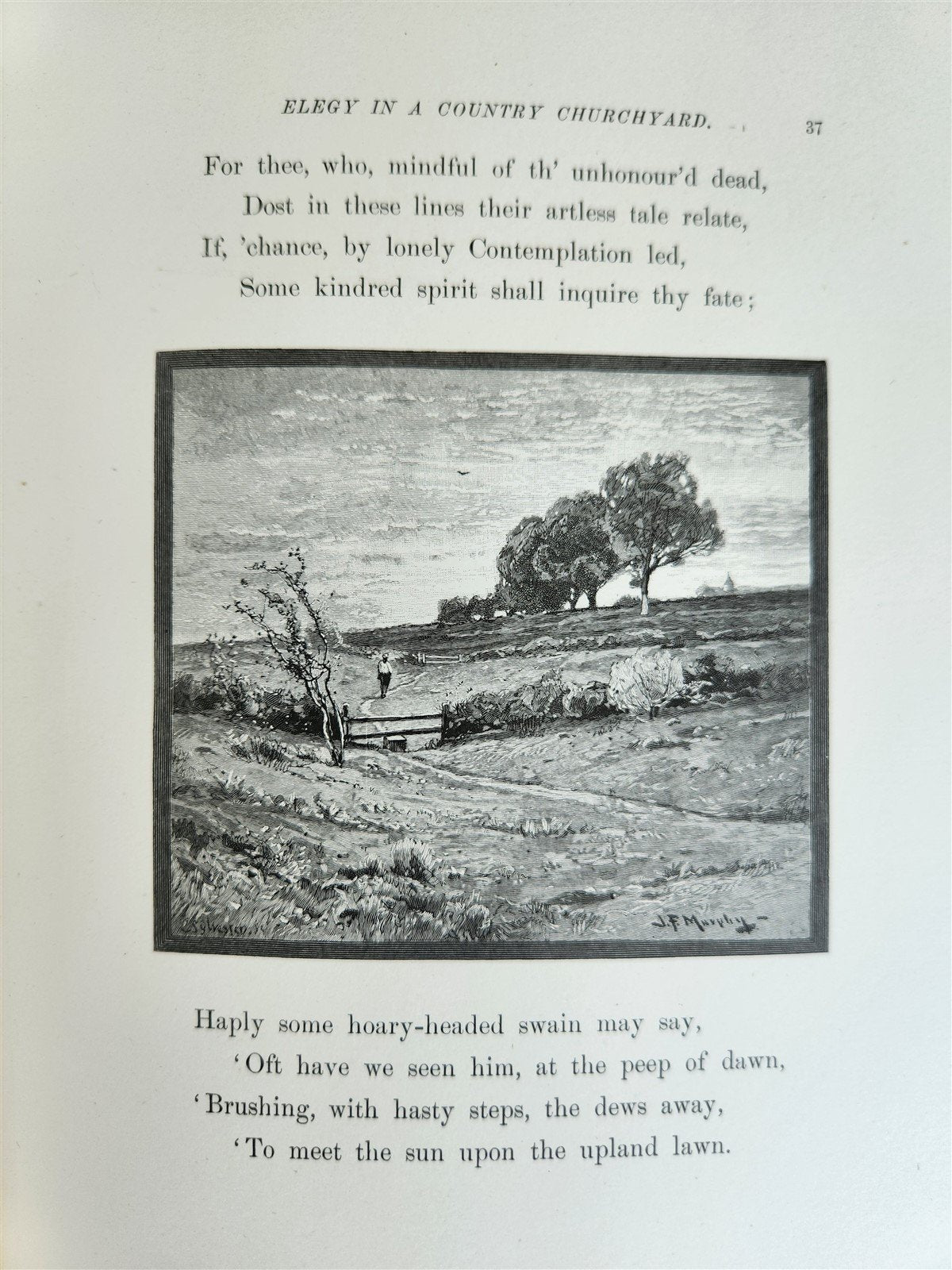 1885 GRAVEYARD POETRY antique GRAY'S ELEGY ILLUSTRATED artist's edition VELLUM