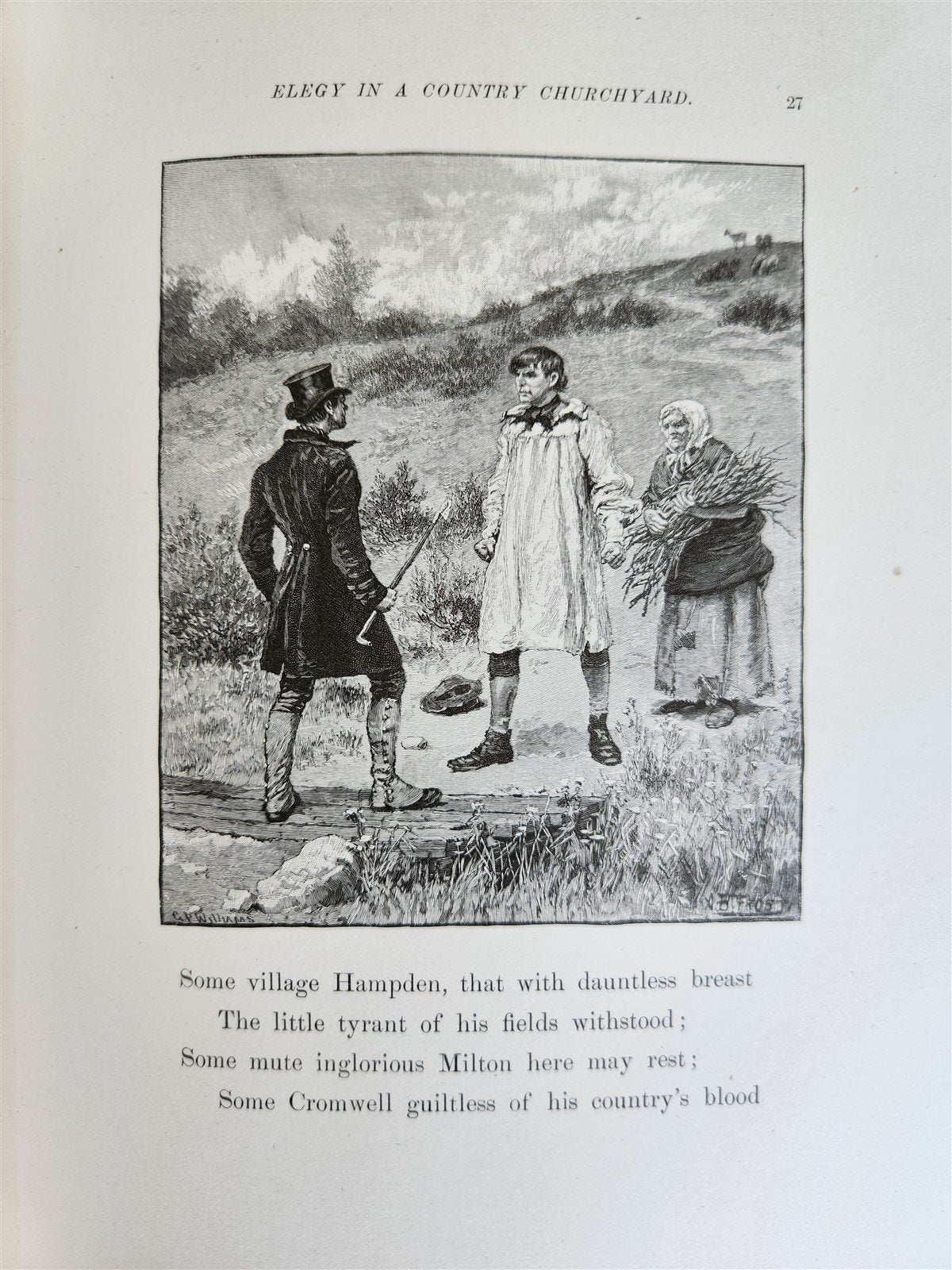 1885 GRAVEYARD POETRY antique GRAY'S ELEGY ILLUSTRATED artist's edition VELLUM