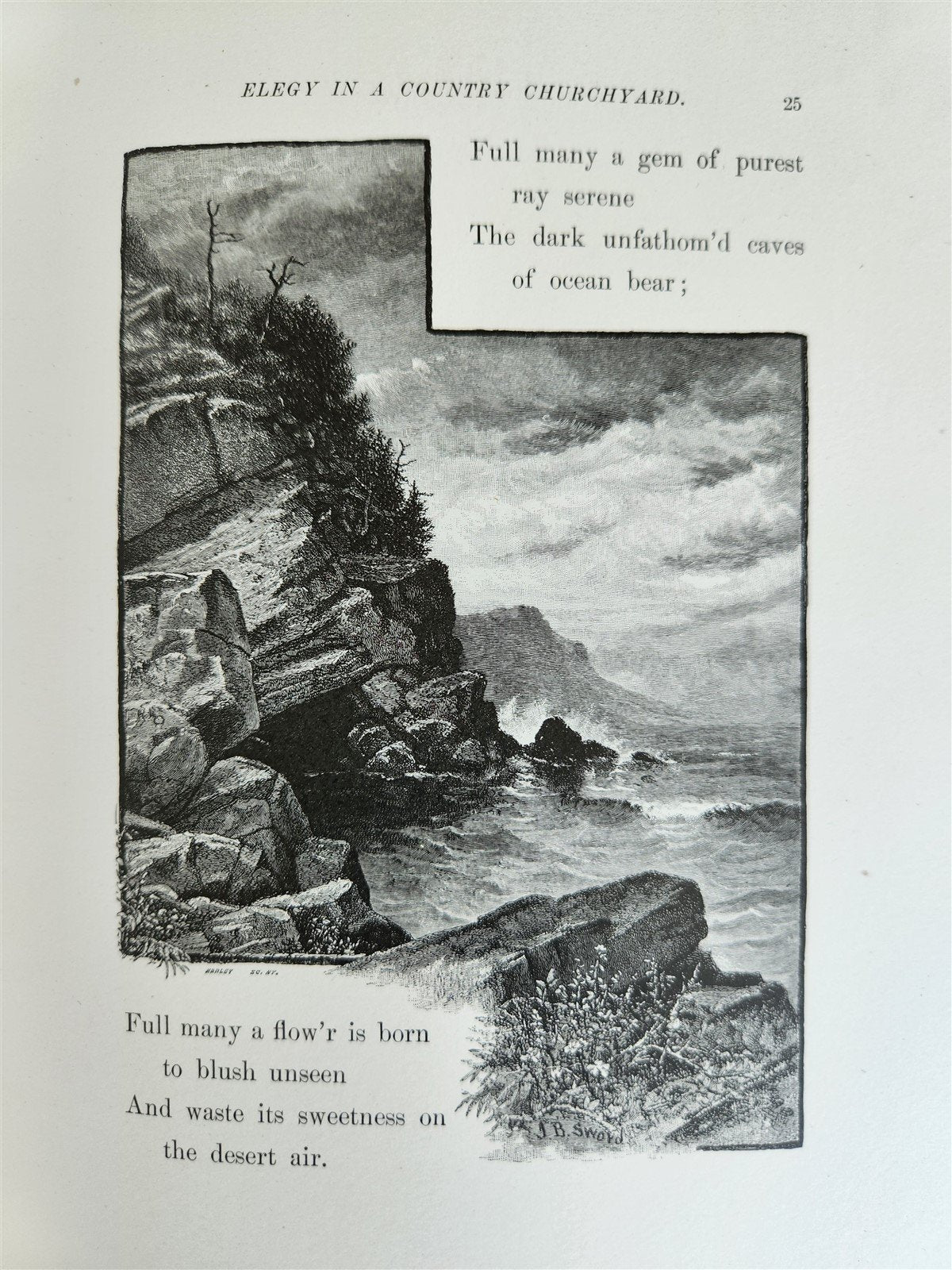 1885 GRAVEYARD POETRY antique GRAY'S ELEGY ILLUSTRATED artist's edition VELLUM