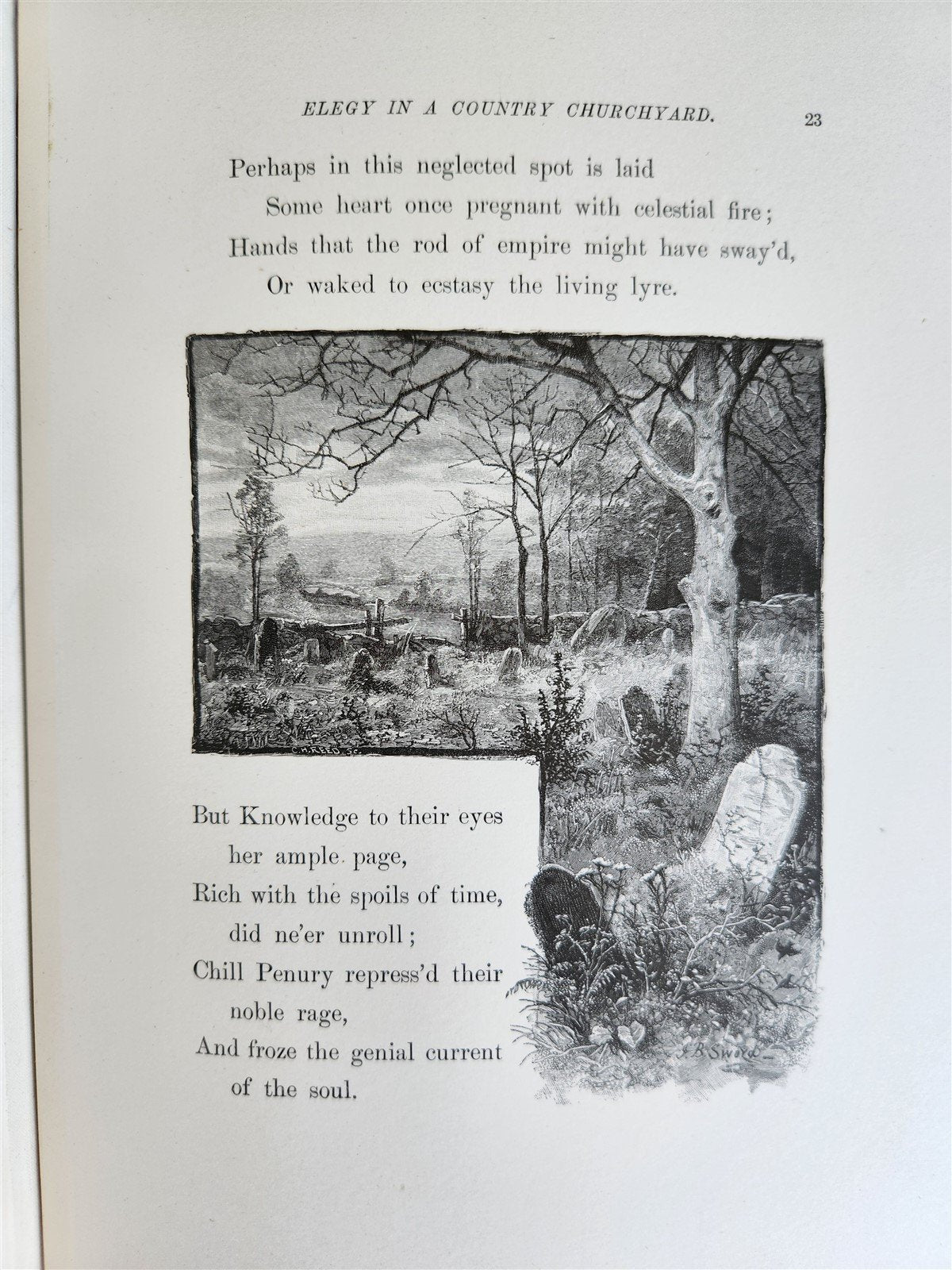 1885 GRAVEYARD POETRY antique GRAY'S ELEGY ILLUSTRATED artist's edition VELLUM