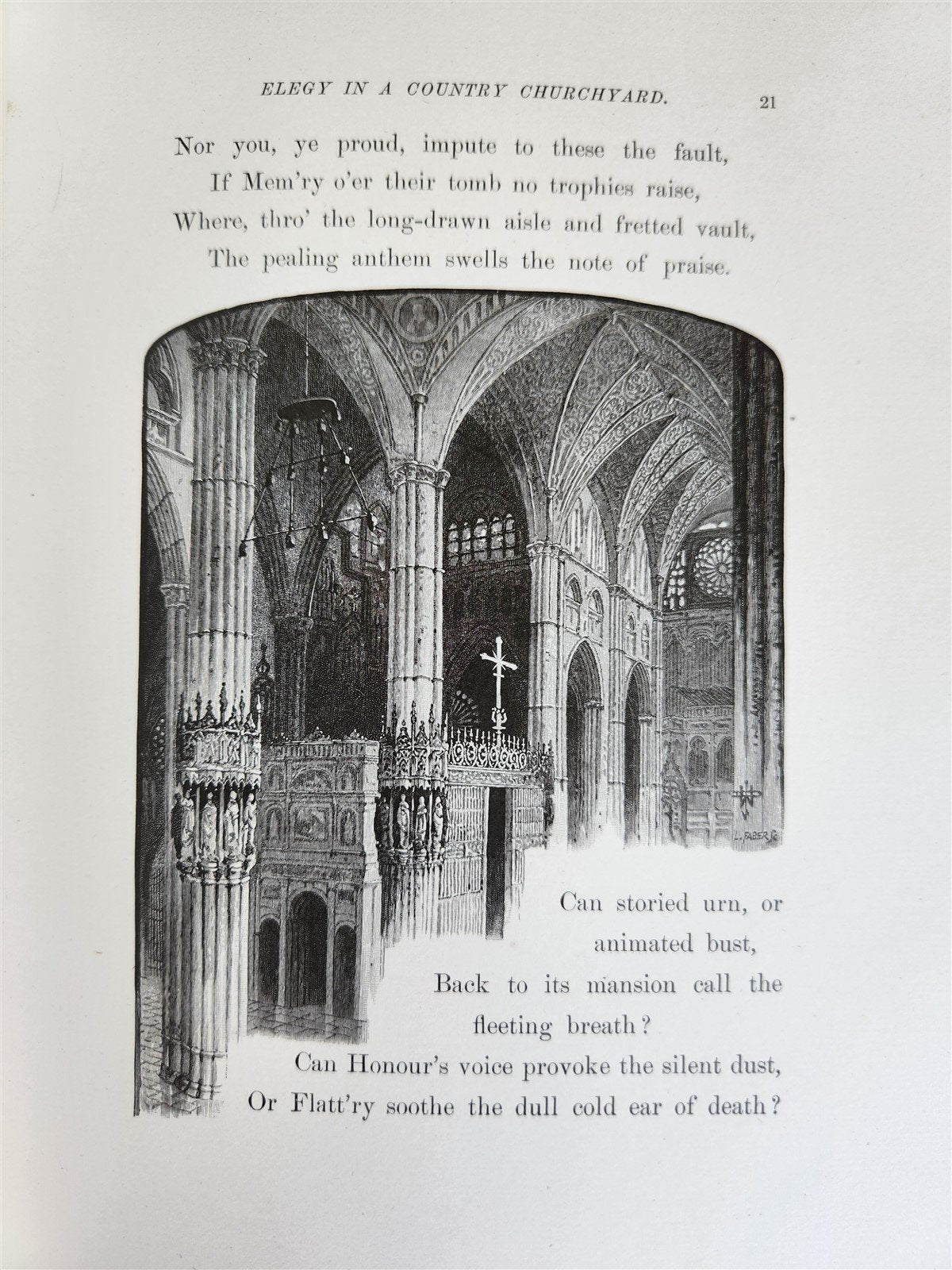 1885 GRAVEYARD POETRY antique GRAY'S ELEGY ILLUSTRATED artist's edition VELLUM