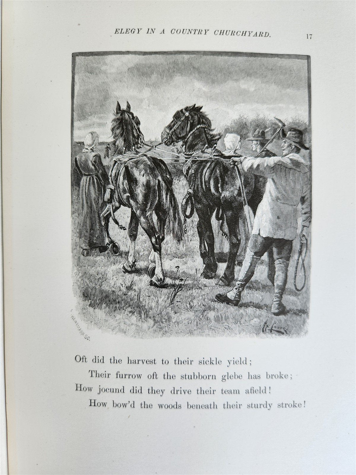 1885 GRAVEYARD POETRY antique GRAY'S ELEGY ILLUSTRATED artist's edition VELLUM