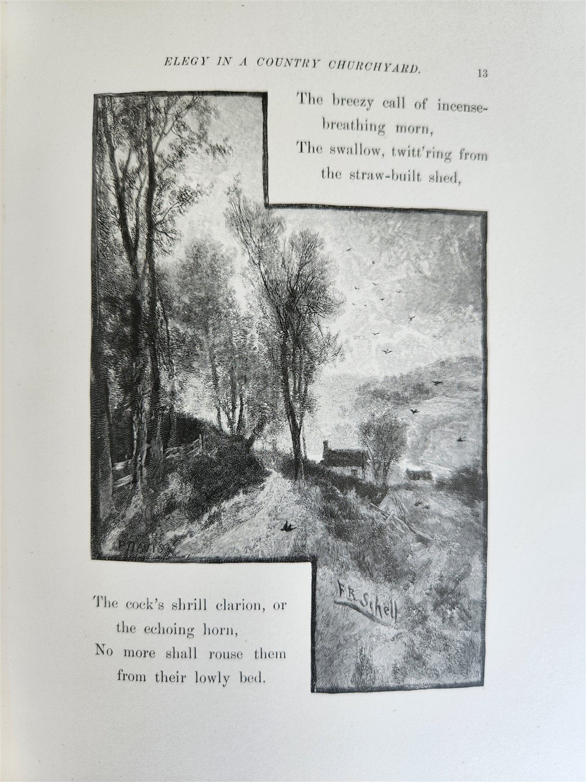 1885 GRAVEYARD POETRY antique GRAY'S ELEGY ILLUSTRATED artist's edition VELLUM