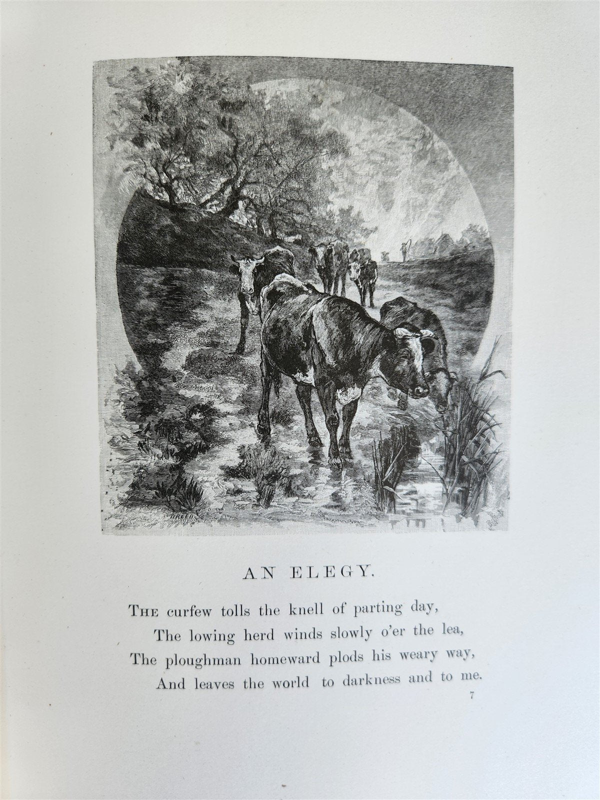 1885 GRAVEYARD POETRY antique GRAY'S ELEGY ILLUSTRATED artist's edition VELLUM