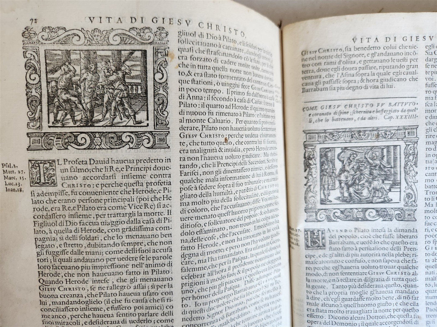 1591 ICONOGRAPHY 300 woodcuts LIFE of CHRIST & SAINTS antique in ITALIAN folio