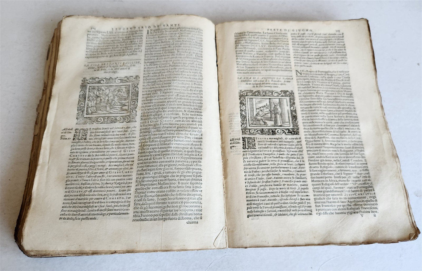 1591 ICONOGRAPHY 300 woodcuts LIFE of CHRIST & SAINTS antique in ITALIAN folio