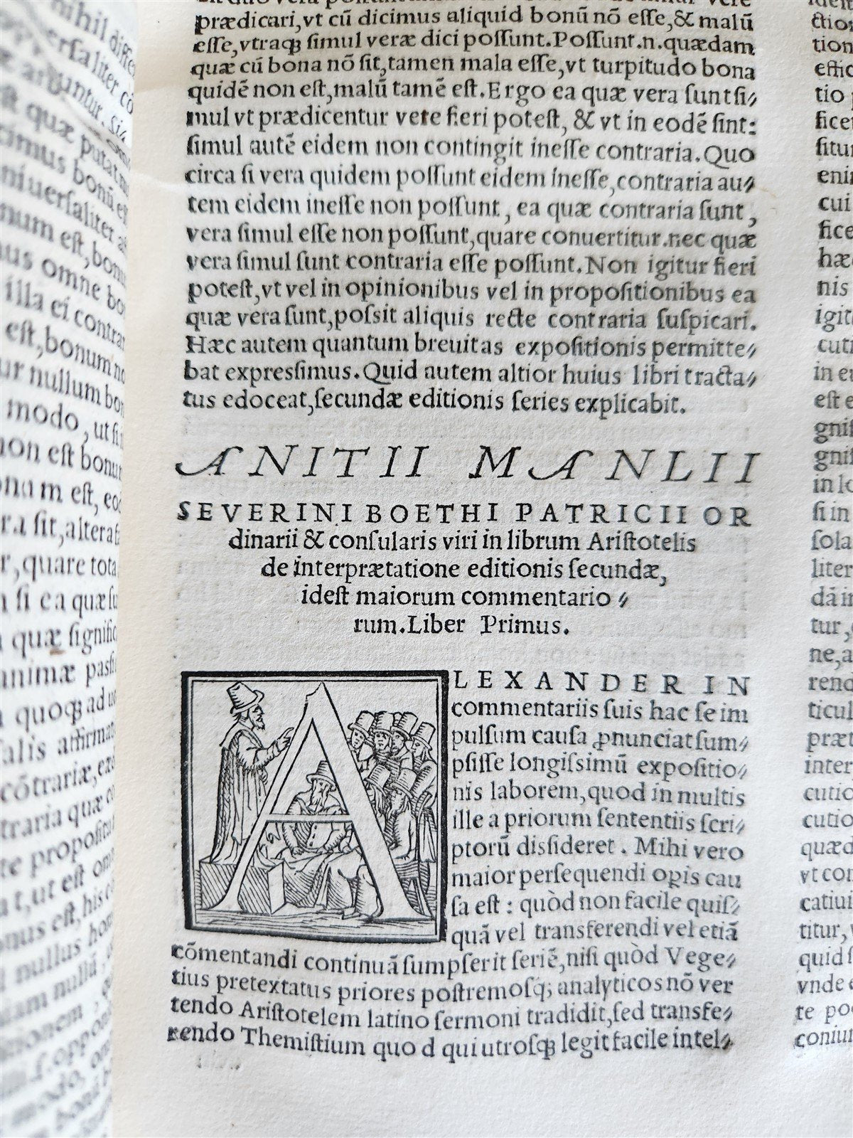 1546 PHILOSOPHY Anitii Manlii Seuerini Boethi Latinorum ILLUSTRATED antique