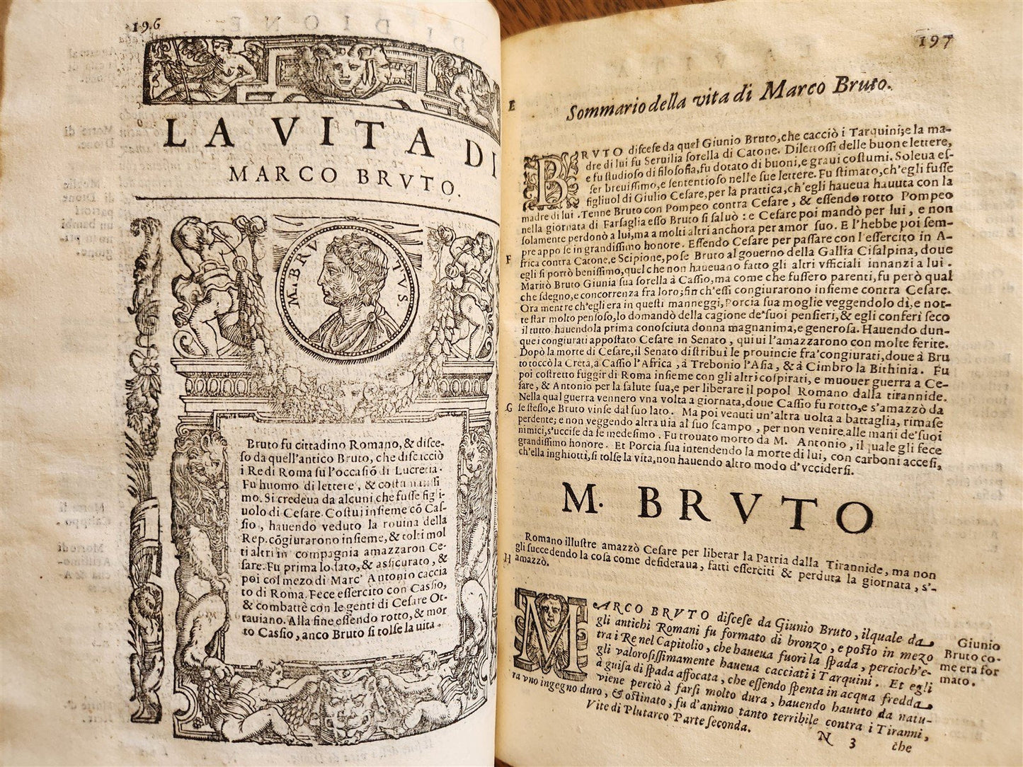 1607 PLUTARCH LIVES of ILLUSTRIOUS GREEKS & ROMANS antique VELLUM ILLUSTRATED
