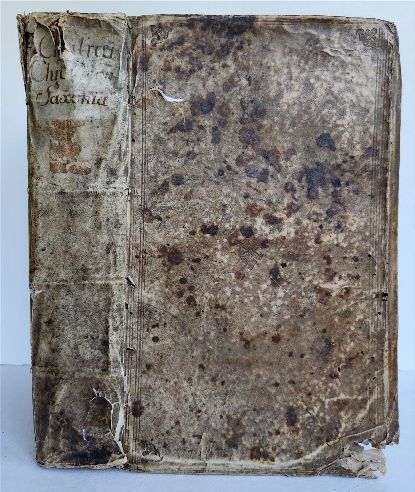 1593 SAXONIA GERMAN 15th & 16th CENTURY HISTORY antique VELLUM BOUND FOLIO