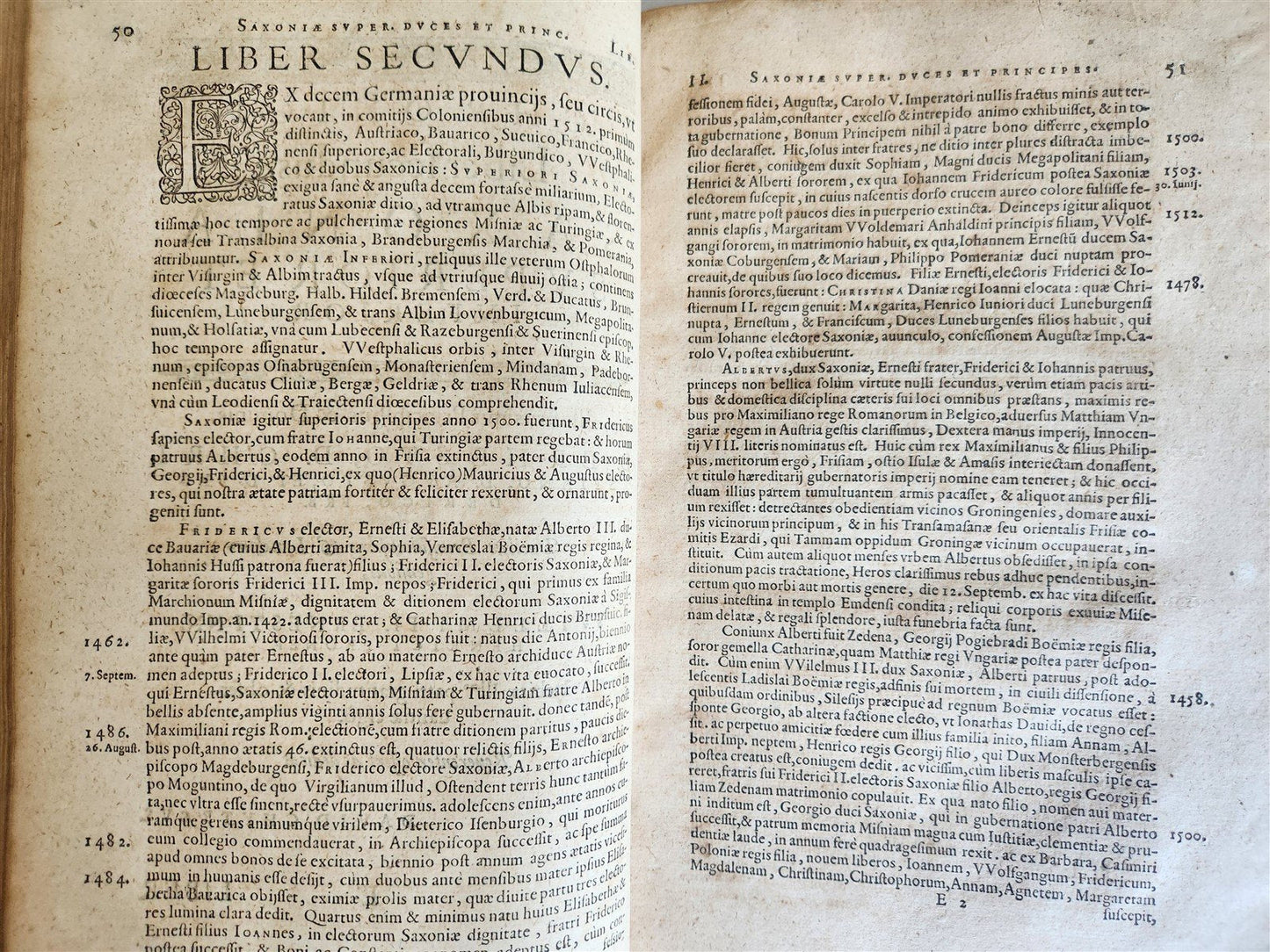 1593 SAXONIA GERMAN 15th & 16th CENTURY HISTORY antique VELLUM BOUND FOLIO