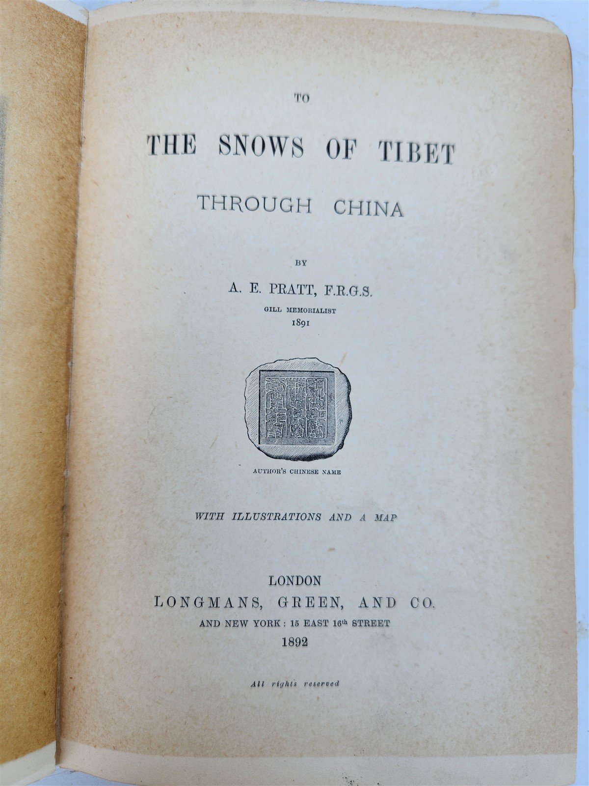 1892 SNOWS of TIBET THROUGH CHINA by A.E. Pratt antique ILLUSTRATED w/ map