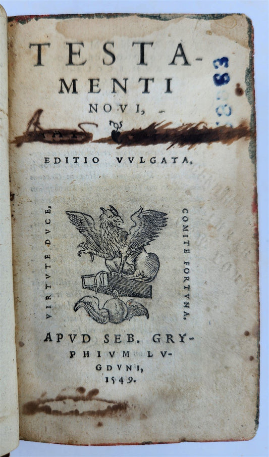 1549 BIBLE in LATIN ILLUSTRATED w/ 108 WOODCUTS antique RARE pocket size