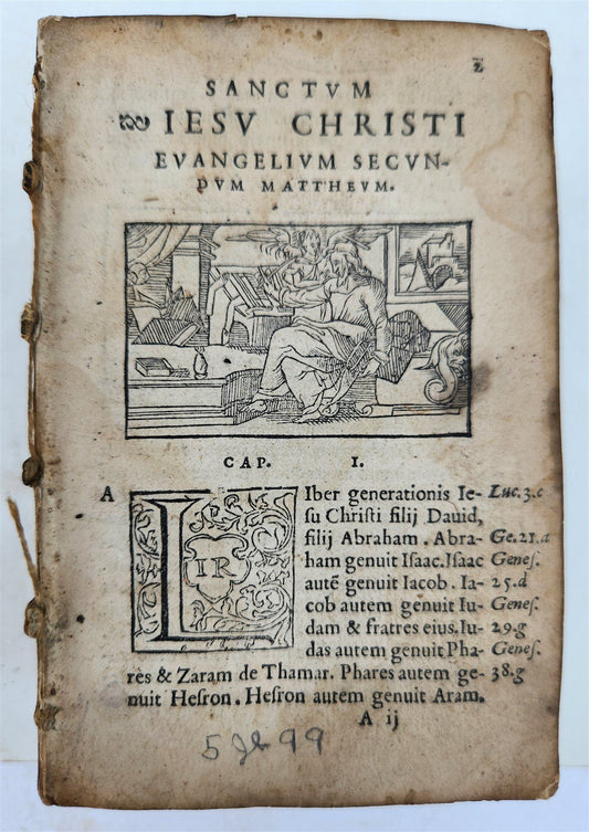 16th century BIBLE in LATIN ILLUSTRATED antique pocket size NEW TESTAMENT