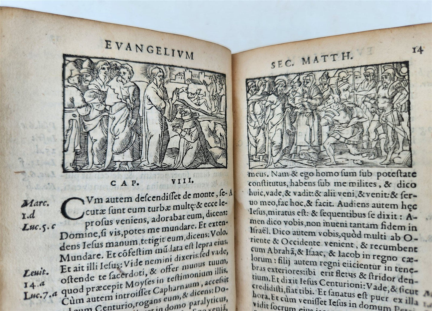 16th century BIBLE in LATIN ILLUSTRATED antique pocket size NEW TESTAMENT