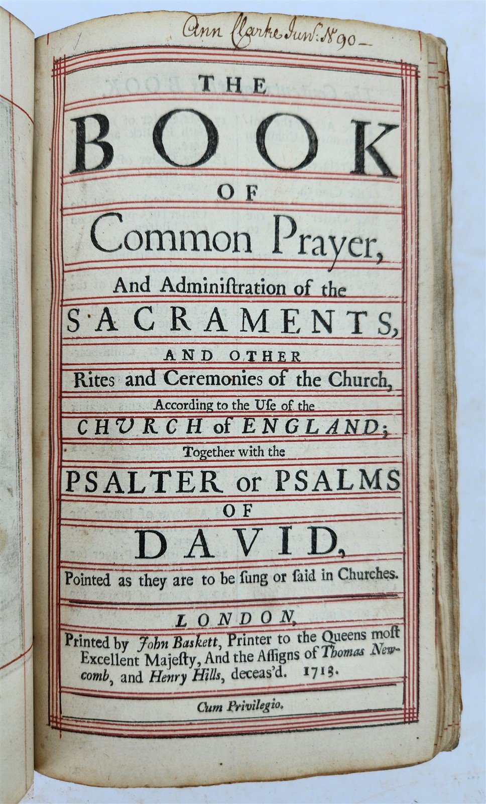 1713 BOOK of COMMON PRAYER ILLUSTRATED antique ORIGINAL BINDING by John Baskett
