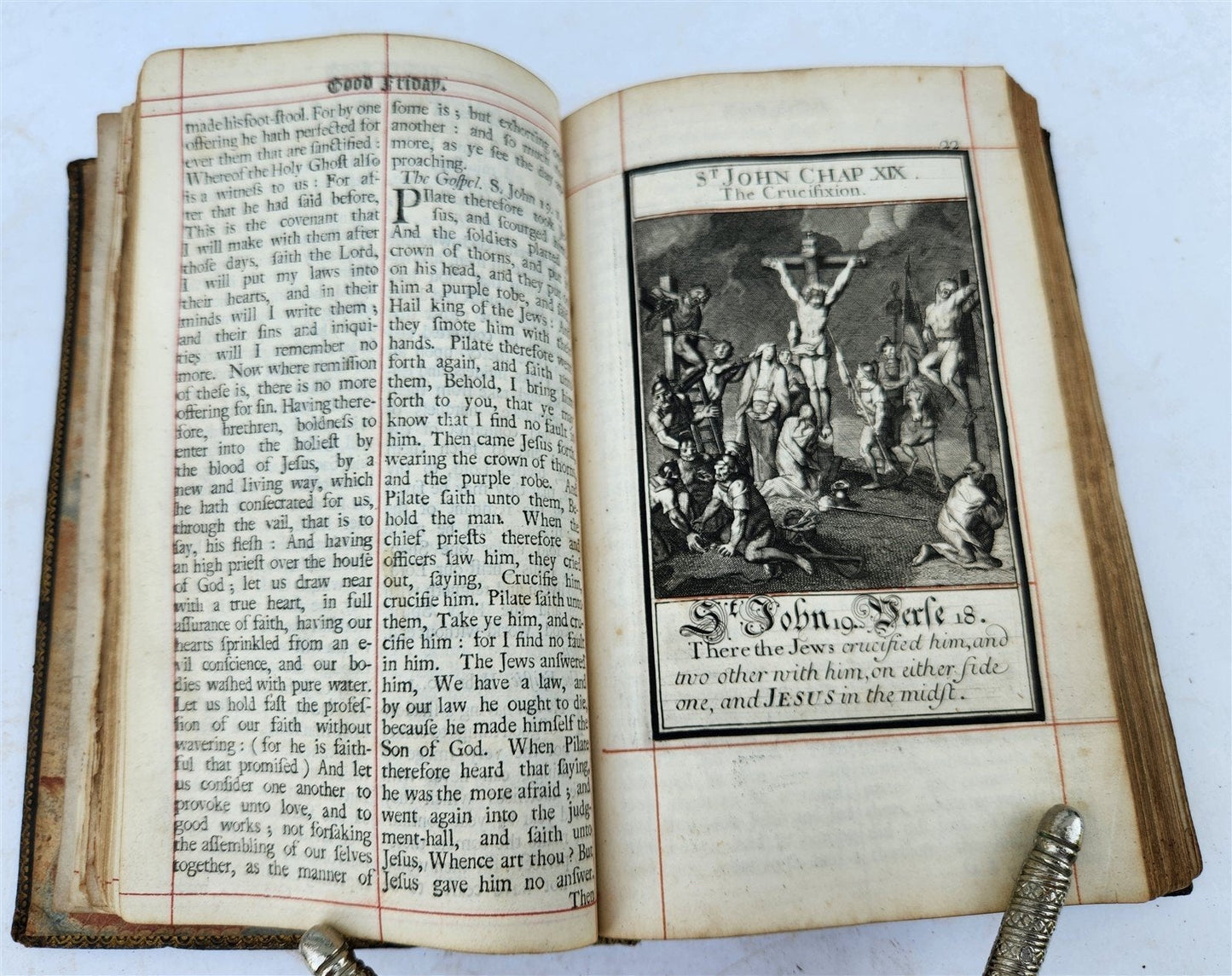 1713 BOOK of COMMON PRAYER ILLUSTRATED antique ORIGINAL BINDING by John Baskett