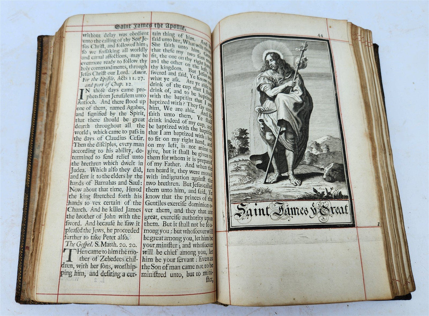 1713 BOOK of COMMON PRAYER ILLUSTRATED antique ORIGINAL BINDING by John Baskett