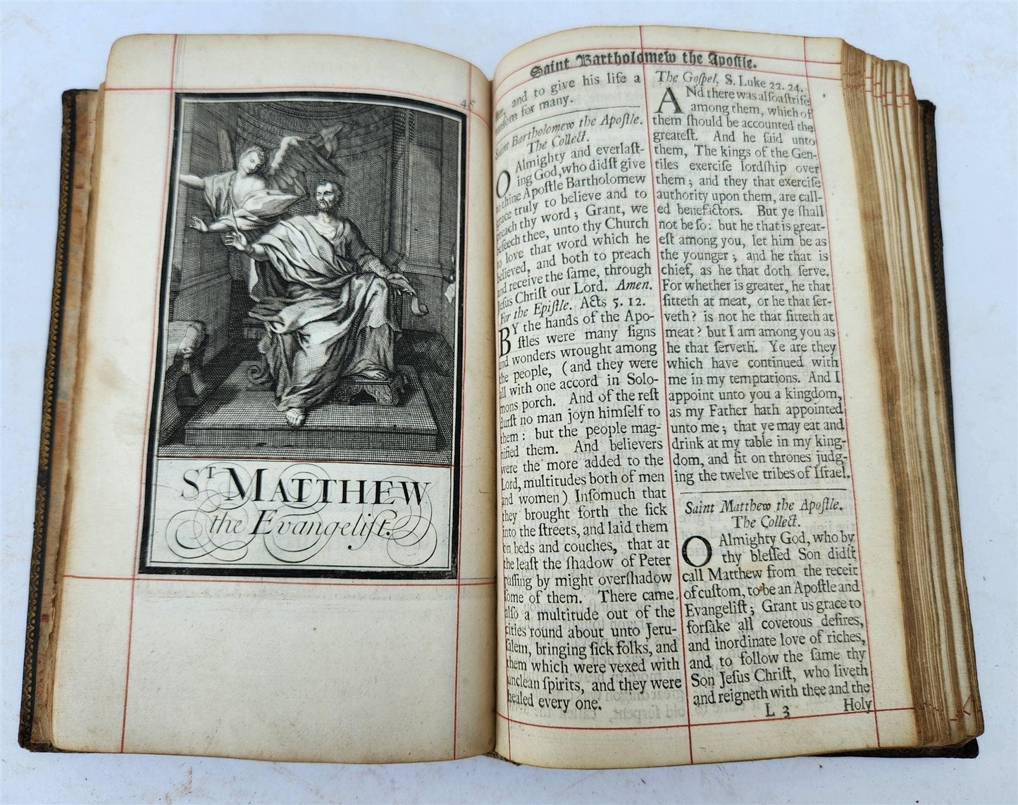 1713 BOOK of COMMON PRAYER ILLUSTRATED antique ORIGINAL BINDING by John Baskett