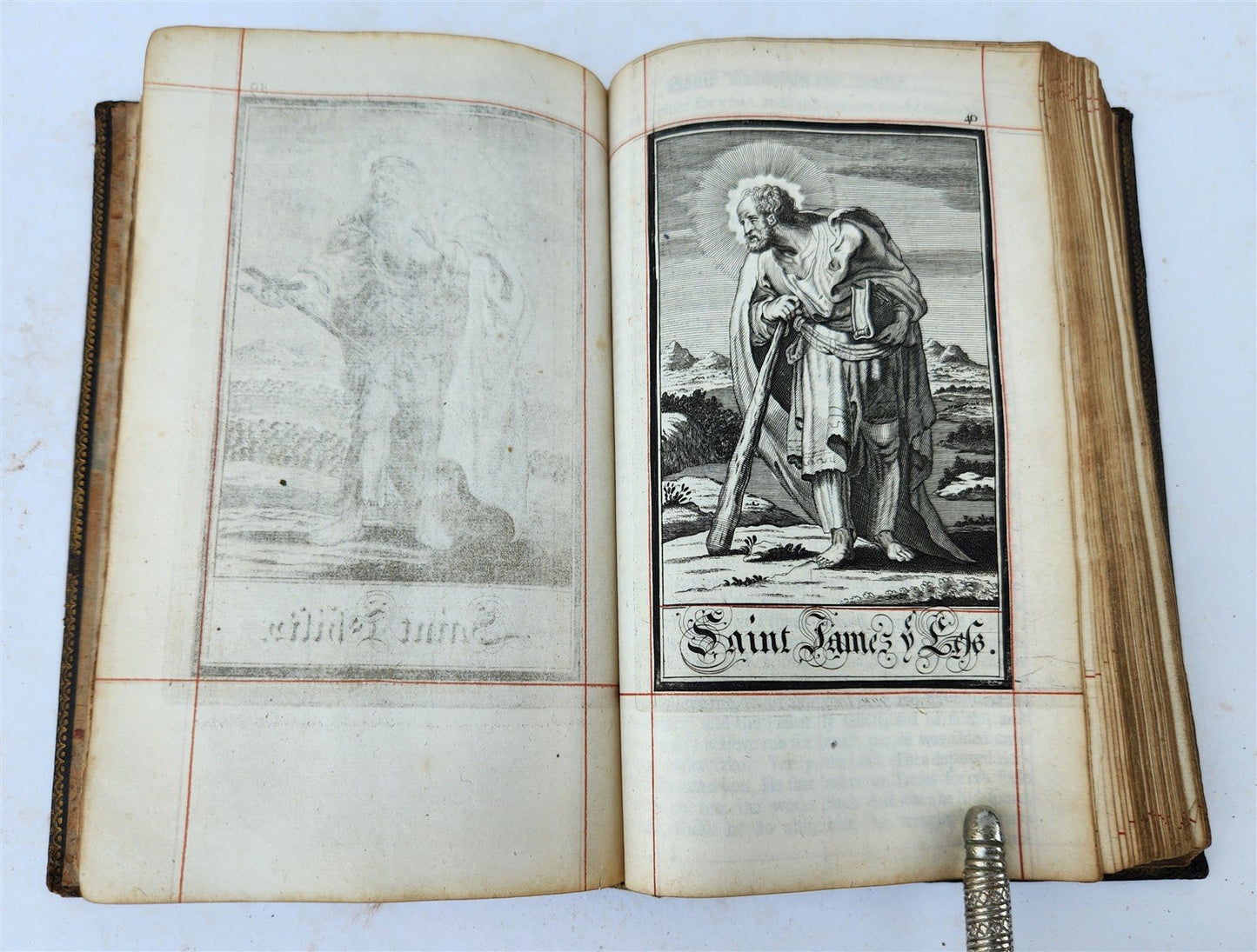 1713 BOOK of COMMON PRAYER ILLUSTRATED antique ORIGINAL BINDING by John Baskett