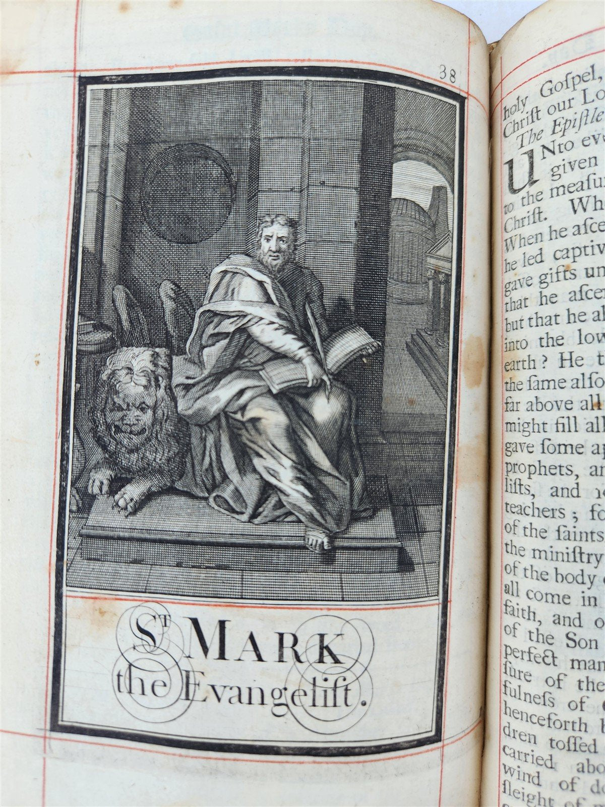 1713 BOOK of COMMON PRAYER ILLUSTRATED antique ORIGINAL BINDING by John Baskett